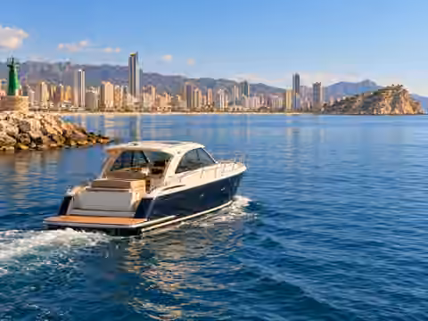 Illustrative image of a boat navigating near Benidorm