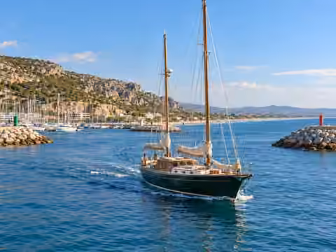 Illustrative image of a boat navigating near Castelldefels · Port Ginesta