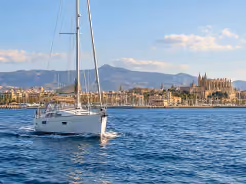 Illustrative image of a boat navigating near Mallorca